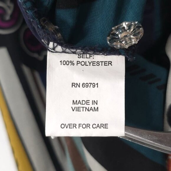 FIGUEROA & Flower Women's MEDIUM Green Pink Floral Blouse Shirt Top Boho Striped - Picture 9 of 10